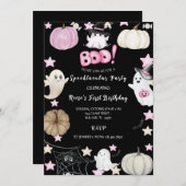 Schattigee geesten, roze pompoenen & sterren Verja Kaart (Voorkant / Achterkant)