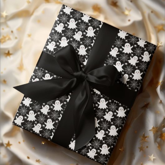 Schattigee geesten | Spinnen | Spider Webs Hallowe Cadeaupapier