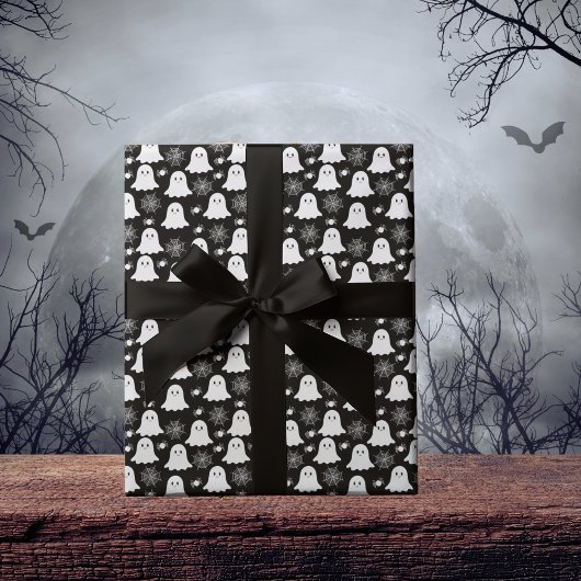 Schattigee geesten | Spinnen | Spider Webs Hallowe Cadeaupapier