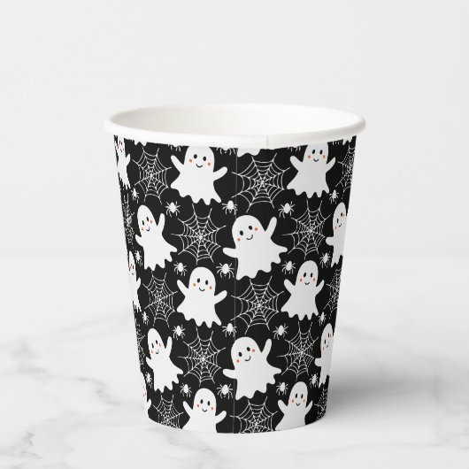 Schattigee geesten | Spinnen | Spider Webs Hallowe Papieren Bekers (Rechts)