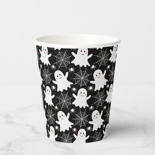 Schattigee geesten | Spinnen | Spider Webs Hallowe Papieren Bekers (Voorkant)