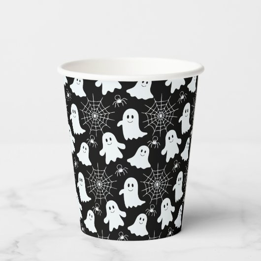 Schattigee geesten | Spinnen | Spider Webs Hallowe Papieren Bekers (Achterkant)