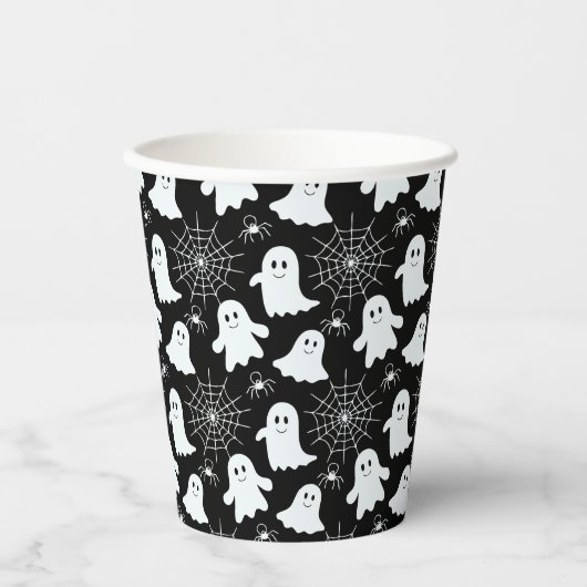 Schattigee geesten | Spinnen | Spider Webs Hallowe Papieren Bekers (Voorkant)