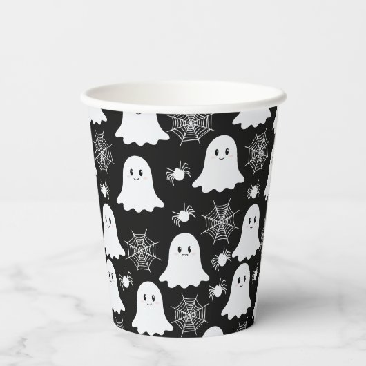 Schattigee geesten | Spinnen | Spider Webs Hallowe Papieren Bekers (Achterkant)
