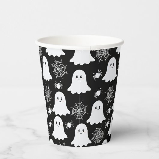 Schattigee geesten | Spinnen | Spider Webs Hallowe Papieren Bekers (Rechts)