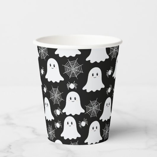 Schattigee geesten | Spinnen | Spider Webs Hallowe Papieren Bekers (Voorkant)