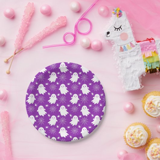 Schattigee geesten | Spinnen | Spider Webs Hallowe Papieren Bordje (Feest)