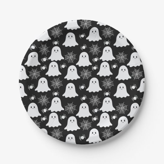 Schattigee geesten | Spinnen | Spider Webs Hallowe Papieren Bordje (Voorkant)