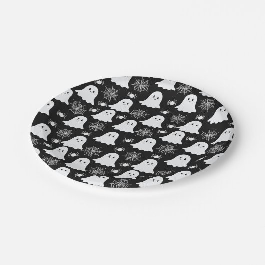 Schattigee geesten | Spinnen | Spider Webs Hallowe Papieren Bordje (Gekanteld)