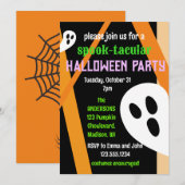 Schattigee Geesten Spook-tacular Halloween Party Kaart (Voorkant / Achterkant)