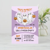 Schattigee Geesten Trick or treat Kinder Halloween Kaart (Staand voorkant)