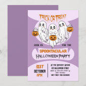 Schattigee Geesten Trick or treat Kinder Halloween Kaart (Voorkant / Achterkant)