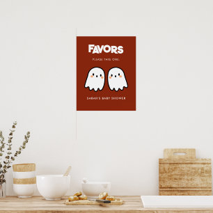 Schattigee geesten tweeling Baby shower gunsten te Poster