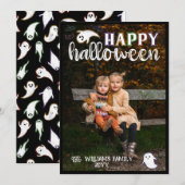 Schattigee Geesten Vleermuizen Happy Halloween Fot Feestdagenkaart (Voorkant / Achterkant)