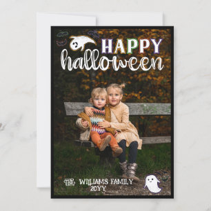 Schattigee Geesten Vleermuizen Happy Halloween Fot Feestdagenkaart