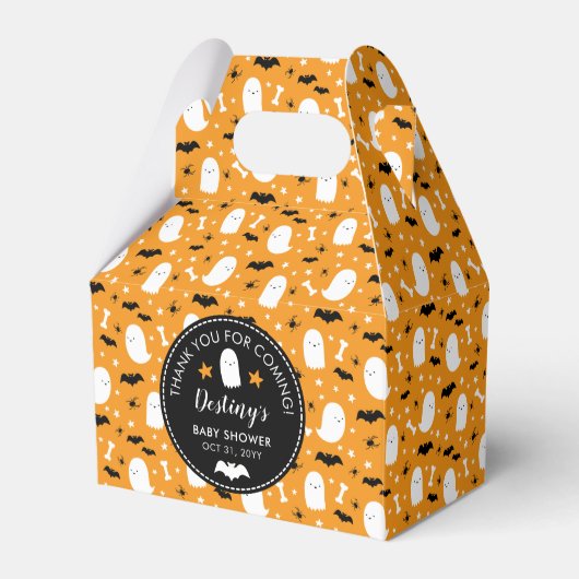 Schattigee geesten vleermuizen Oranje Baby shower  Bedankdoosjes (Voorkant Zijde)