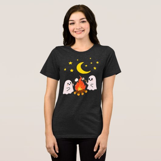 Schattigee geesten vrienden voor Halloween Tri-Blend Shirt (Voorkant volledig)