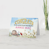 Schattigee Gefeliciteerd Nieuwe Baby Meisje Naam Kaart (Voorkant)