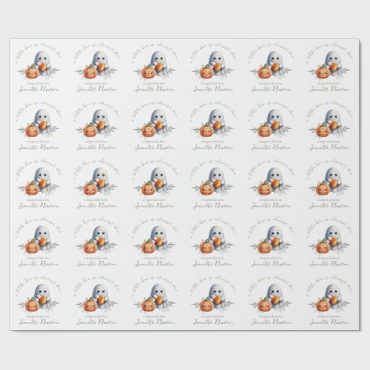 Schattigee gehaakte geest Halloween Baby shower Cadeaupapier (Vlak)