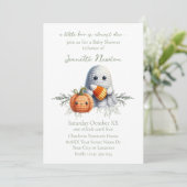 Schattigee gehaakte geest Halloween Baby shower Kaart (Staand voorkant)
