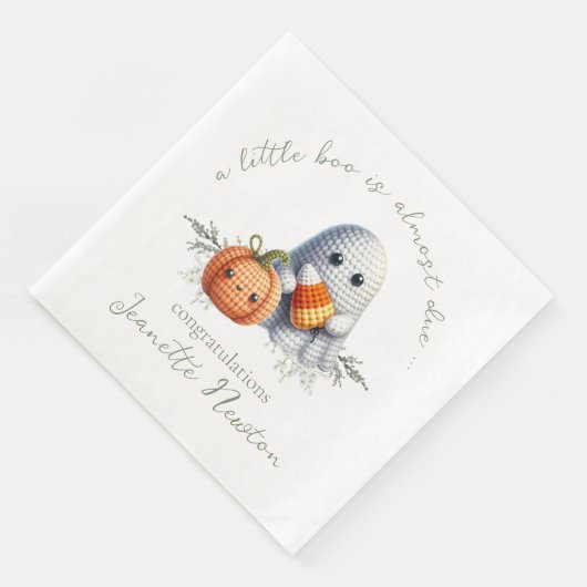 Schattigee gehaakte geest Halloween Baby shower Servet (Hoek)