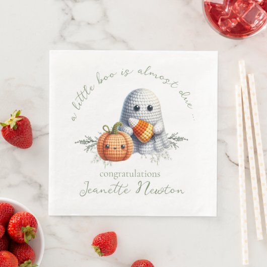 Schattigee gehaakte geest Halloween Baby shower Servet (Insitu)