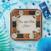 Schattigee gehaakte pompoen Halloween papier Borde Papieren Bordje (Feest)