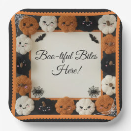 Schattigee gehaakte pompoen Halloween papier Borde Papieren Bordje