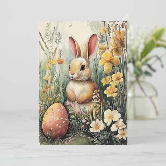 Schattigee Geïllustreerde Bunny Easter Kaart (Staand voorkant)