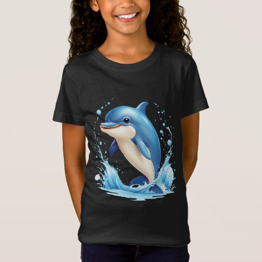 Schattigee geïllustreerde dolfijn t-shirt (Voorkant)