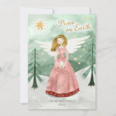 Schattigee Geïllustreerde Engel Vrede op Aardekers Feestdagenkaart (Voorkant)