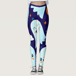 Schattigee geïllustreerde geesten met lachende gez leggings