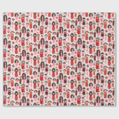 Schattigee geïllustreerde Japanse Kokeshi Cadeaupapier (Vlak)