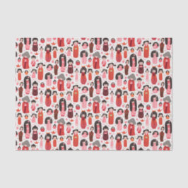 Schattigee geïllustreerde Japanse Kokeshi Tissuepapier