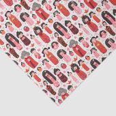 Schattigee geïllustreerde Japanse Kokeshi Tissuepapier (Detail)