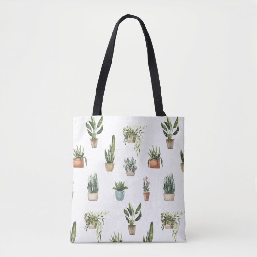 Schattigee geïllustreerde kamer planten boodschapp tote bag (Voorkant)