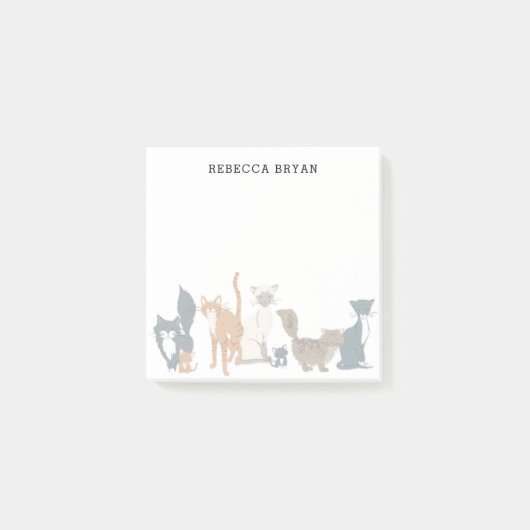 Schattigee geïllustreerde kattenrassen gepersonali post-it® notes (Voorkant)