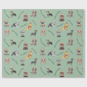 Schattigee geïllustreerde kersthonden patroonvakan cadeaupapier (Vlak)