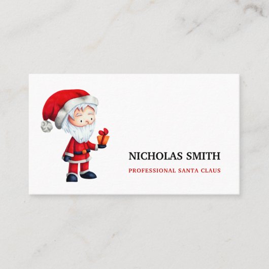 Schattigee geïllustreerde kerstman visitekaartje (Voorkant)