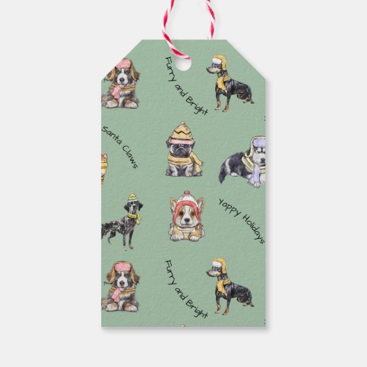 Schattigee geïllustreerde kersttasje wintertasje h cadeaulabel (Achterkant)