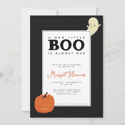 Schattigee, geïllustreerde Little Boo ghost & pomp Kaart (Voorkant)