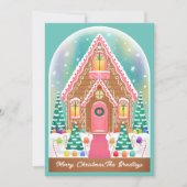 Schattigee geïllustreerde peperkoek sneeuwbol feestdagenkaart (Voorkant)