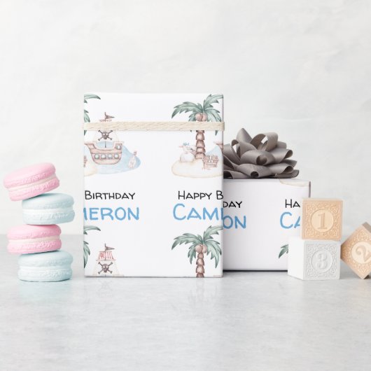 Schattigee geïllustreerde piratenpartij cadeaupapier (Baby Shower)