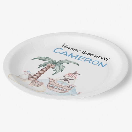 Schattigee geïllustreerde piratenpartij papieren bordje (Gekanteld)