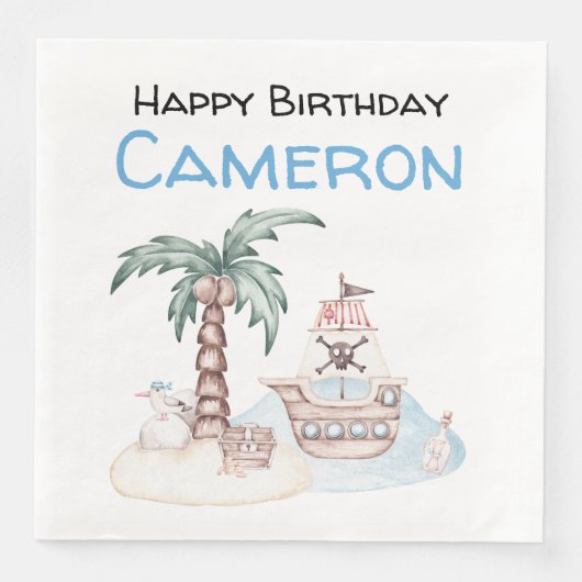 Schattigee geïllustreerde piratenpartij servet (Voorkant)