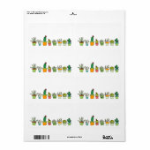 Schattigee geïllustreerde succulente tuin etiket (Full Sheet)