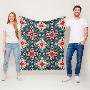 Schattigee  geïnspireerde Bloemen Tegel Patroon Fleece Deken