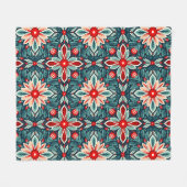 Schattigee geïnspireerde Bloemen Tegel Patroon Fleece Deken (Voorkant (Horizontaal))