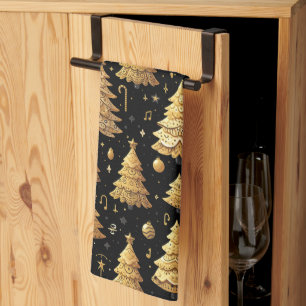 Schattigee geïnspireerde kerstboom keukenhanddoek
