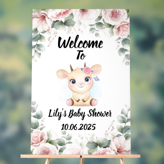 Schattigee geit Baby shower acryl teken Bord (Neutraal)